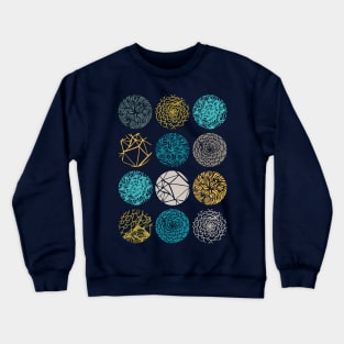 Abstract pattern with organic hand drawn circular shapes in blue, gray and yellow shades by Akbaly Crewneck Sweatshirt